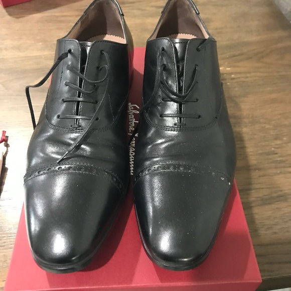 Salvatore Ferragamo Black Leather Oxfords